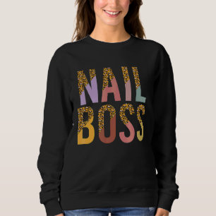 Sweatshirt Technicien de manucure patronne ongles léopard fem