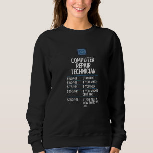 Sweatshirt technicien de réparation d'ordinateur drôle cade