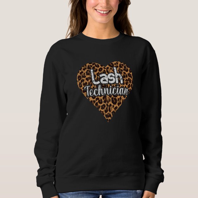 Sweatshirt Technicien Lash Vintagee Leopard Eyelash Lash Tech (Devant)