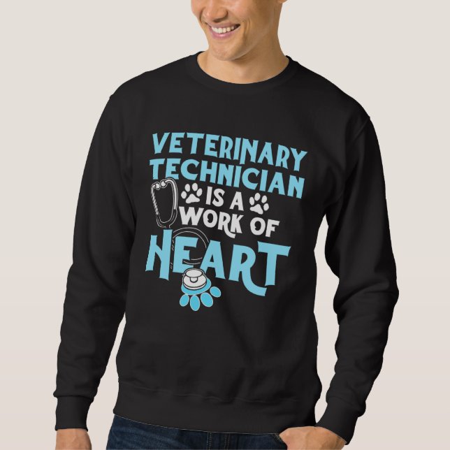 Sweatshirt Technicien Vétérinaire Travail Coeur Technicien Vé (Devant)