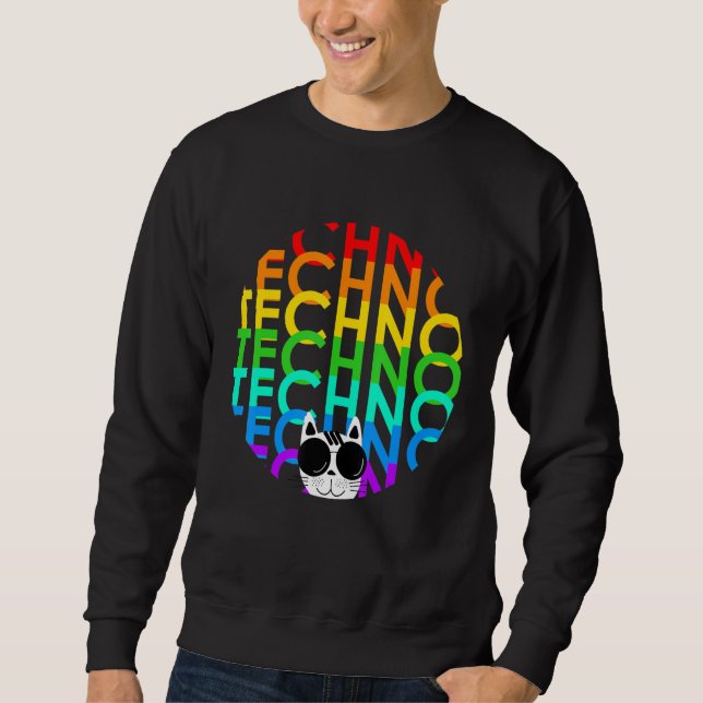 Sweatshirt Techno Cat Dub Step Electro Music Synthétiseur (Devant)