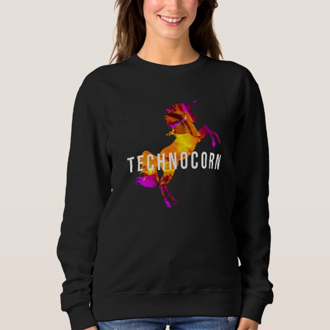 Sweatshirt Technocorn Festival de Techno Rave Musique DJ EDM  (Devant)