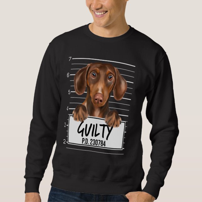 Sweatshirt Teckel Brun Photo D'identité Chien Coupable (Devant)