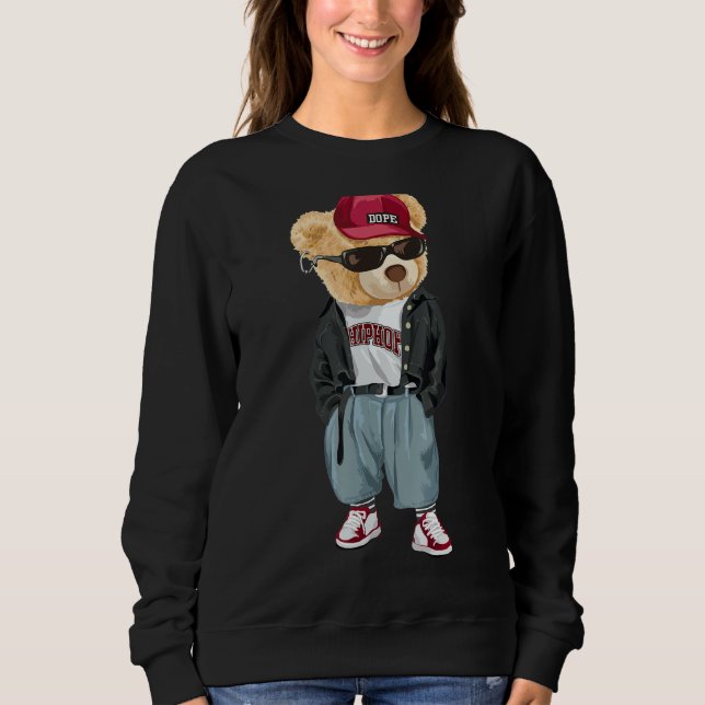 Sweatshirt Teddy Bear Rap Lover Vêtements Hommes Femmes (Devant)