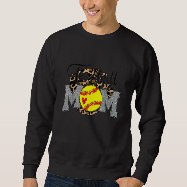 Sweatshirt Tee Ball Maman Leopard Softball Maman Fête des Mèr (Devant)