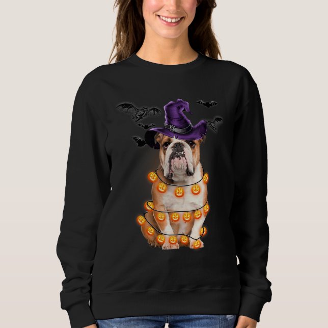 Sweatshirt Tee English Bulldog Citrouille Clair Halloween (Devant)