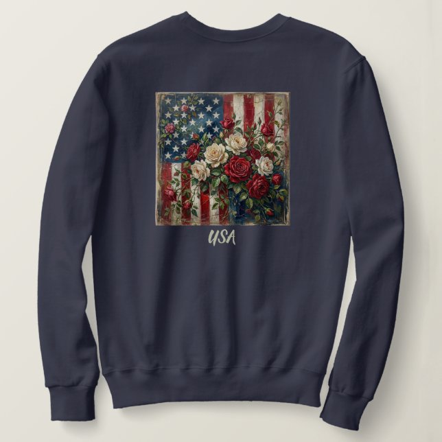 Sweatshirt Tee Vintage Americana Rose & Flag (Design dos)