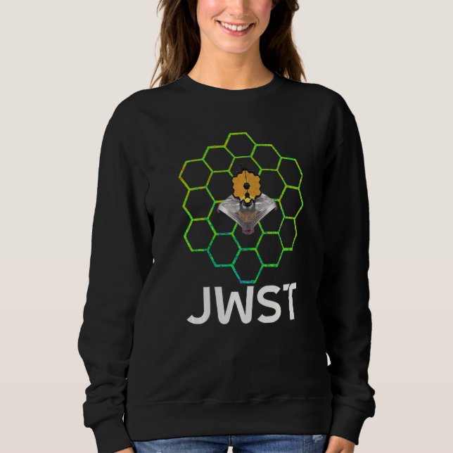 Sweatshirt Télescope spatial WEBB sur miroir vert en détresse (Devant)