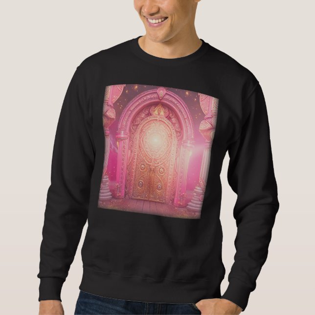 Sweatshirt Temple antique indien d'or Mandala rose (Devant)