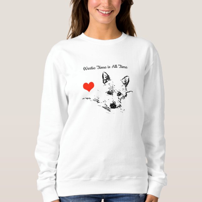Sweatshirt Temps de Westies, Valentine, croquis de Westie et (Devant)