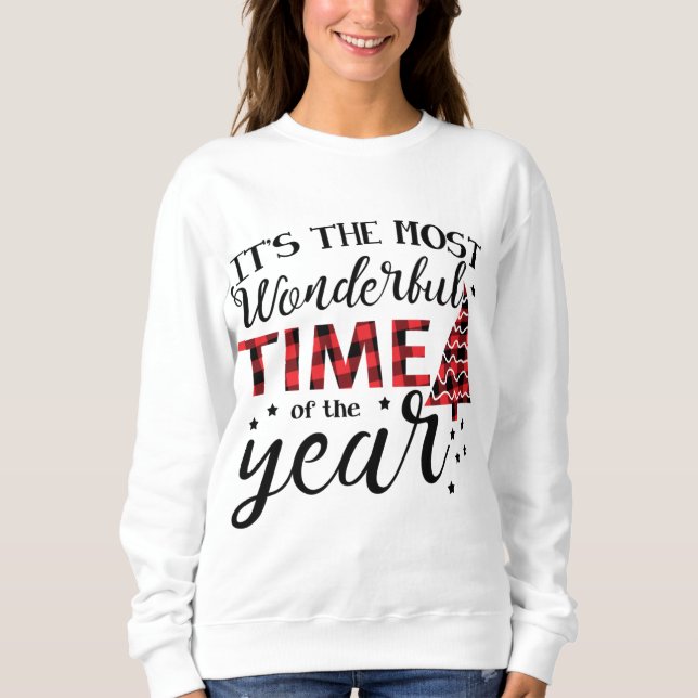Sweatshirt Temps le plus merveilleux de l'année Buffalo Plaid (Devant)