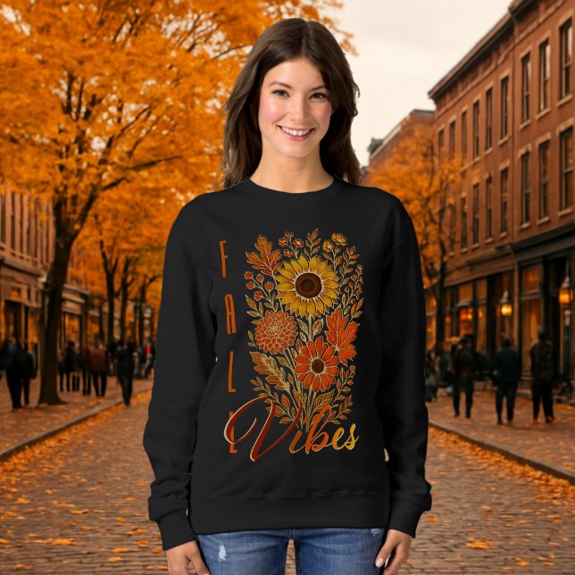 Sweatshirt Tendance Florale d'Automne - Typographie Moderne e (Créateur téléchargé)