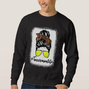 Sweatshirt Tennis Maman Vie Leopard Messager Bun Cheveux Femm