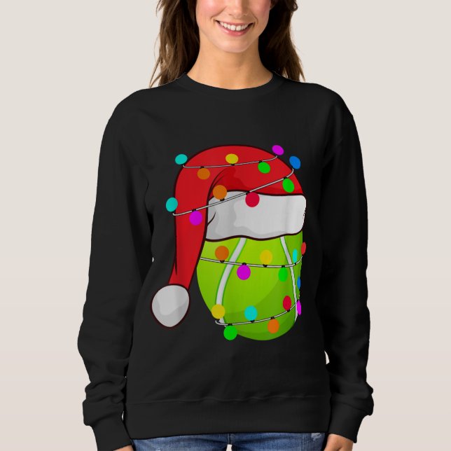Sweatshirt Tennis Santa Hat Feux de Noël Drôle Sport Noël (Devant)