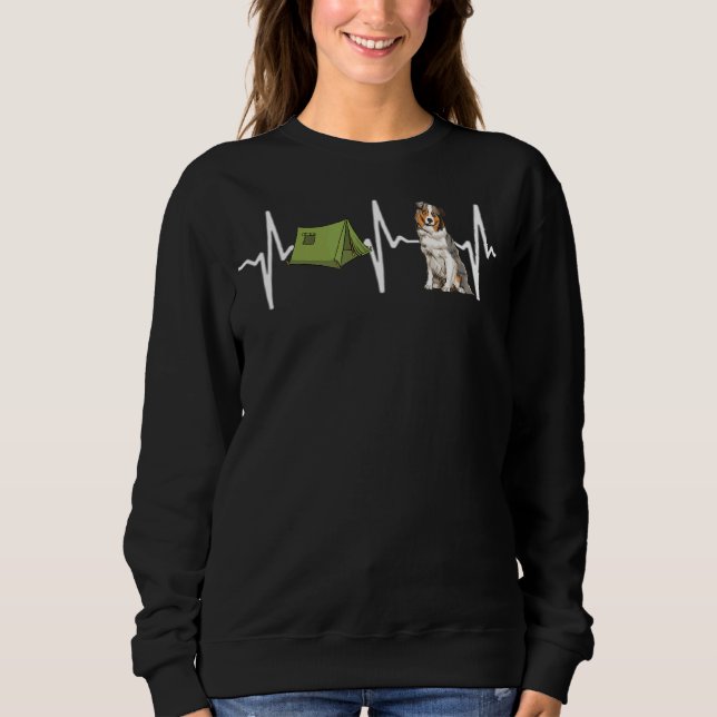 Sweatshirt Tent Camping Australian Shepherd Heartbeat Chien (Devant)