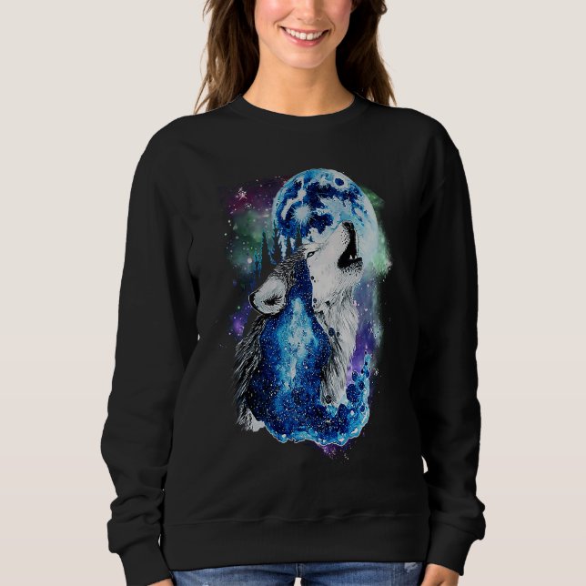 Sweatshirt Terrain de chasse au loup gris Forêt de lune de gl (Devant)