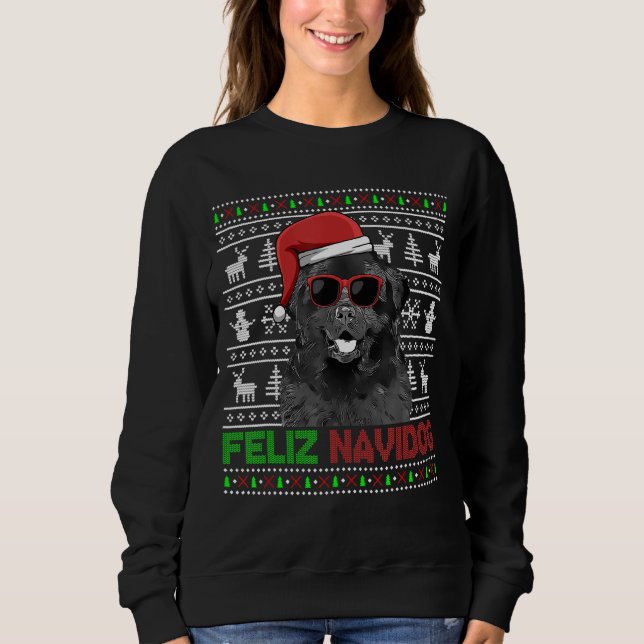 Sweatshirt Terre-Neuve Chien Feliz Navidog Funny Noël (Devant)