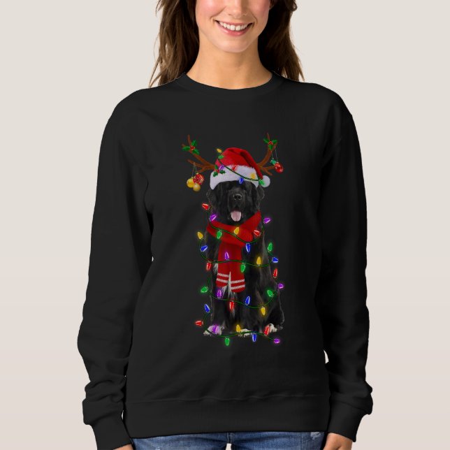 Sweatshirt Terre-Neuve Feux de Noël des Chiens Pajama de Noël (Devant)