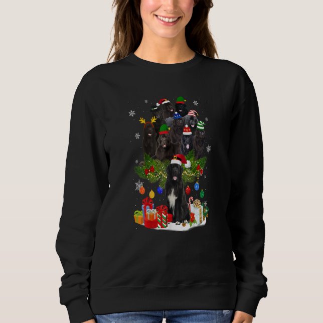 Sweatshirt Terre-Neuve Les lumières des arbres de Noël Drôle  (Devant)