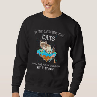 Sweatshirt Terre Plate Chat Chaton Univers Espace Sci Fi Scie