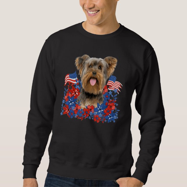 Sweatshirt Térrier du Yorkshire Fleurs Indépendantes Chien Am (Devant)