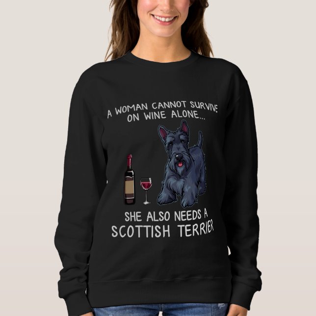 Sweatshirt Terrier écossais Et Chien À Vin (Devant)