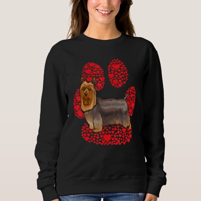 Sweatshirt Terrier Soyeux Saint-Valentin Amour de Chien Patte (Devant)