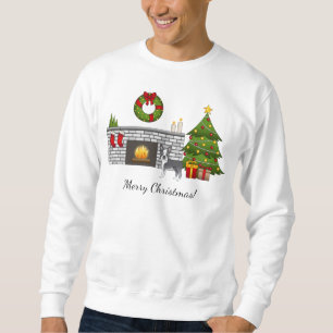 Sweatshirt Tervueren Boston Terrier dans une salle de Noël fe