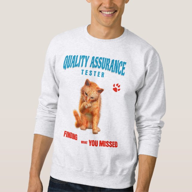 Sweatshirt Testeur QA Humour de chat (Devant)