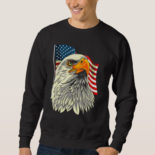 Sweatshirt Tête D'Aigle Bald Avec Étoiles Et Rayures Drapeau  (Devant)