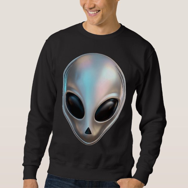 Sweatshirt Tête d'alien chrome métallisé rétro Y2K science-fi (Devant)