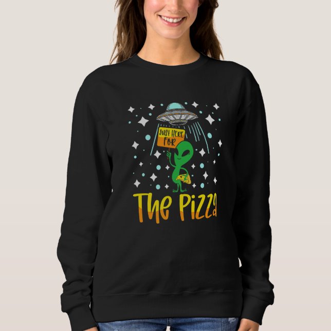 Sweatshirt Tête d'alien mangeant une pizza UFO extraterrestre (Devant)