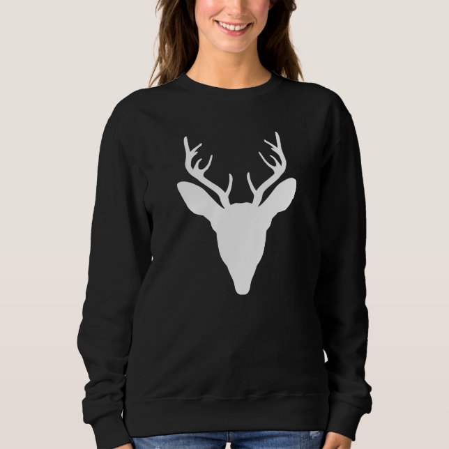 Sweatshirt Tête de cerf blanc Silhouette Animal sauvage (Devant)
