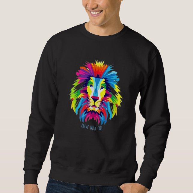 Sweatshirt Tête de lion colorée cool (Devant)