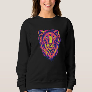 Sweatshirt Tête de Lion Colorée Pop Lion Animal 1