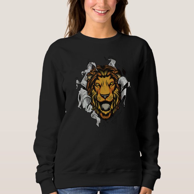 Sweatshirt Tête De Lion - Le Roi De L'Animal Rôde (Devant)