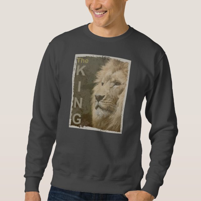 Sweatshirt Tête de Lion Pop Art The King Front Print Mens (Devant)