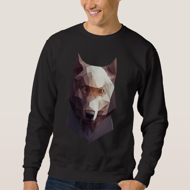 Sweatshirt Tête de loup basse poly polygonale loups géométriq (Devant)