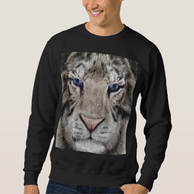 Sweatshirt Tête de Tigre Blanc Esthétique Faunique (Devant)