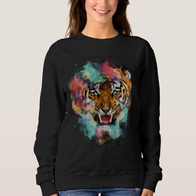 Sweatshirt Tête de tigre colorée (Devant)