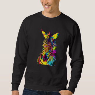 Sweatshirt Tête de zèbre Pop Art coloré