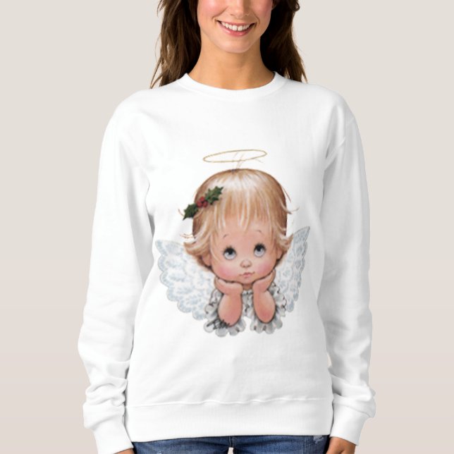 Sweatshirt Tête mignonne d'ange de bébé de Noël dans des (Devant)