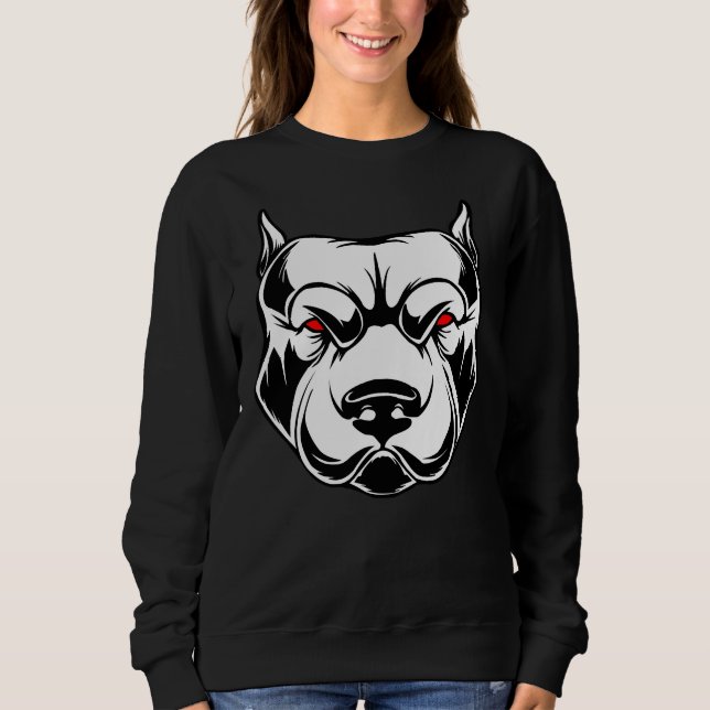 Sweatshirt Tête Pitbulle Avec Oranges Des Yeux Rouges (Devant)