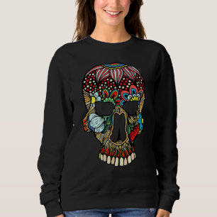 Sweatshirt Têtes de crâne de fleur Grunge Punk Métal