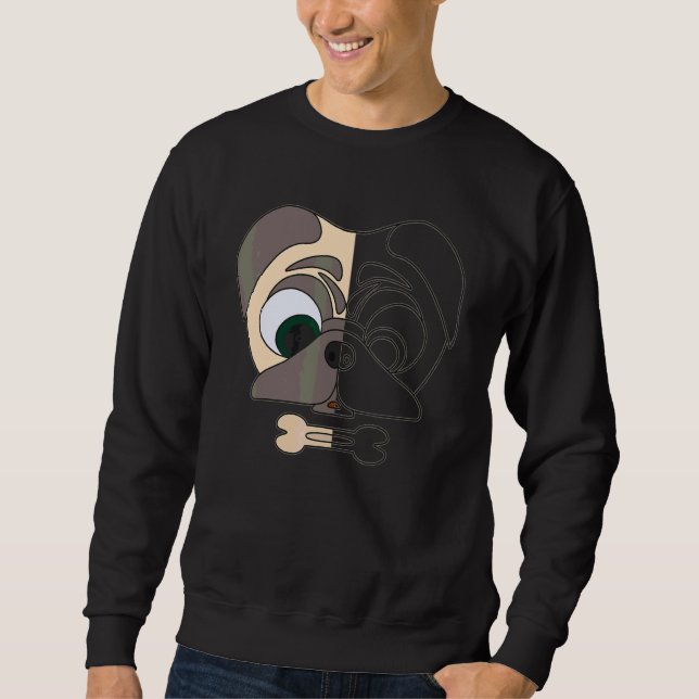 Sweatshirt Têtes de Pug imprimées Portrait d'animal Puggle av (Devant)