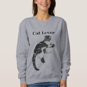 Sweatshirt Texte d'art de chat blanc gris Amoureux des chats