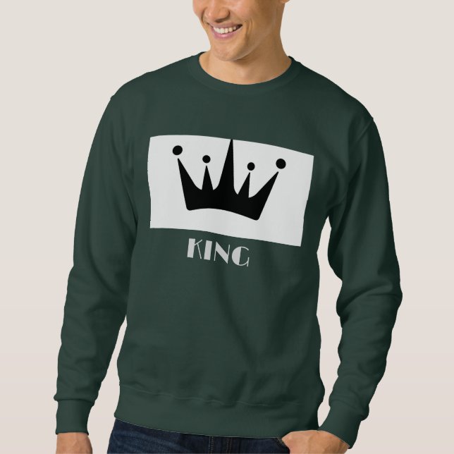 Sweatshirt Texte King Personnalisé Image Couronne noire Forêt (Devant)