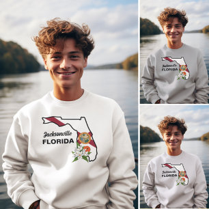 Sweatshirt Texte personnalisé Floride Drapeau & Fleur Orange 
