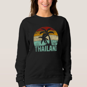 Sweatshirt Thaïlande Retro Palm Tree Vintage Sunset Souvenir