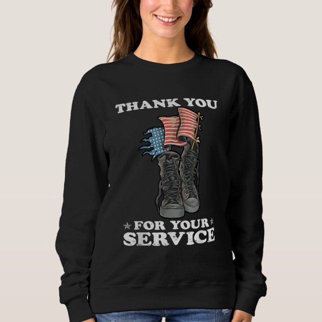 Sweatshirt Thank You For Your Service Veteran US Flag Veteran (Devant)